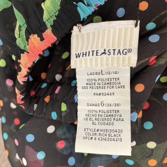 White Stag Reversible Skirt Size Large Black Floral Dot Fairy Goth Dark Romantic - Picture 9 of 10